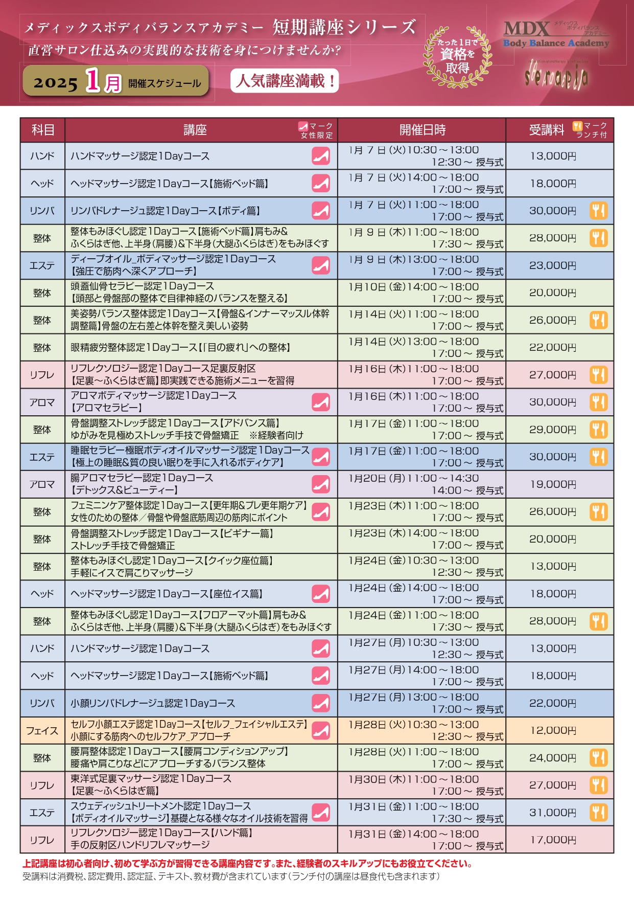 2025年1月スケジュール